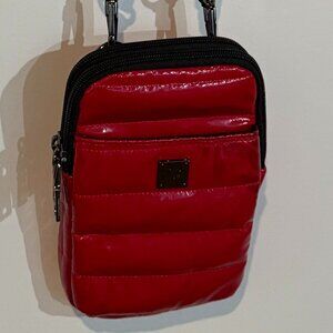 Think Royln Buzz Me Crossbody Phone Bag Lipstick Patent Quilted | NWOT